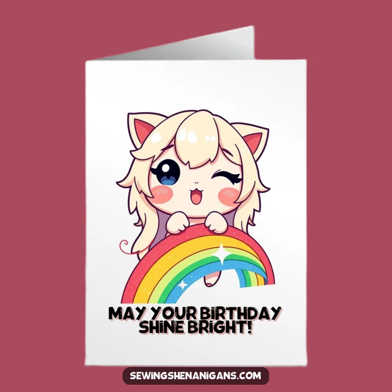 Free Printable Rainbow Stitching Birthday Card - Happy Glowing Thread Gift