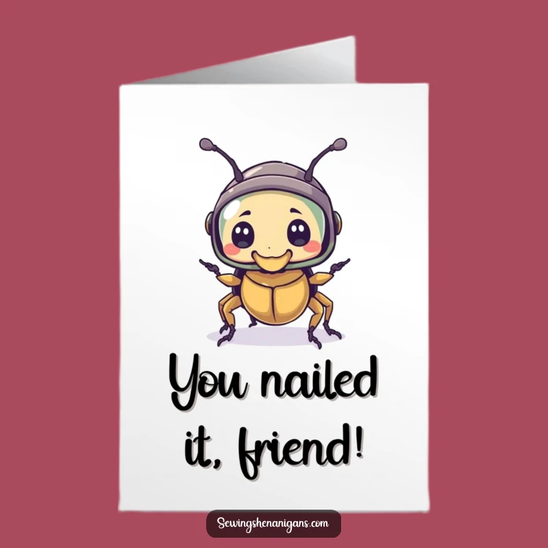 Free Printable Congrats Card: Beetle Thimble Helmet - Funny Downloadable