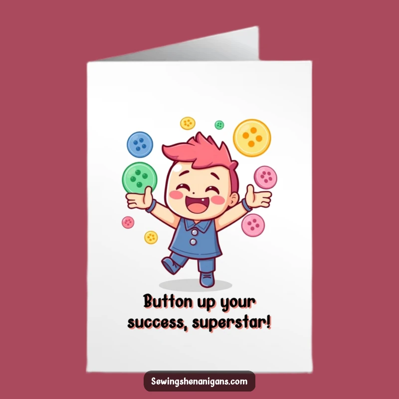 Free Printable Congrats Card: Juggling Buttons Funny Downloadable Gift Idea
