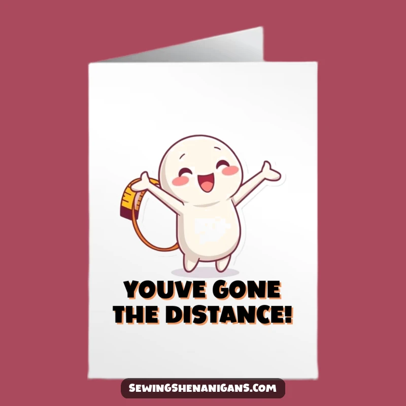 Free Printable Congrats Card: Measuring Tape Character Extends Congratulations for Your Success