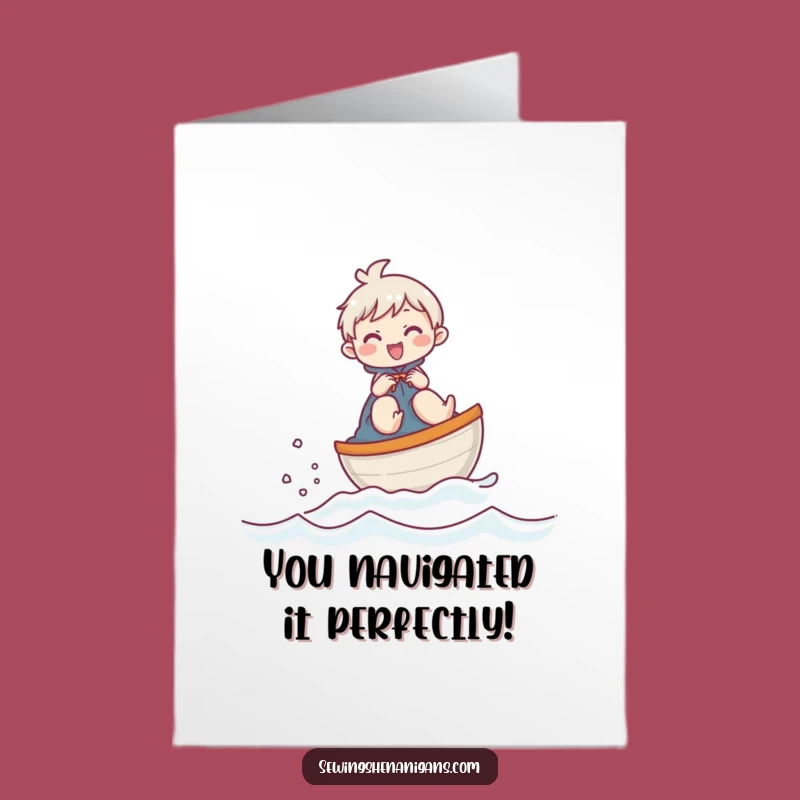 Free Printable Congrats Card: Thimble Boat Sailor Character, Funny Downloadable Achievement Gift