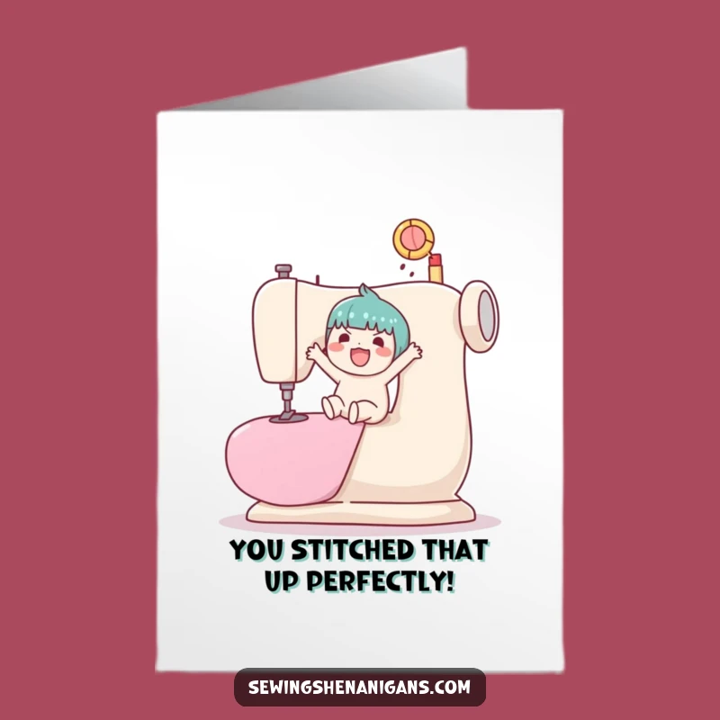 Free Printable Kawaii Sewing Machine Ball Bouncer Congrats Card - Funny Downloadable