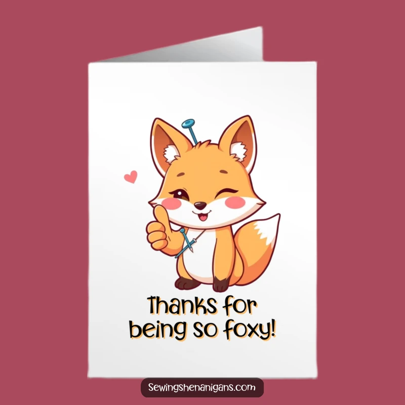 Free Printable Sewing Fox Thank You - Funny Downloadable
