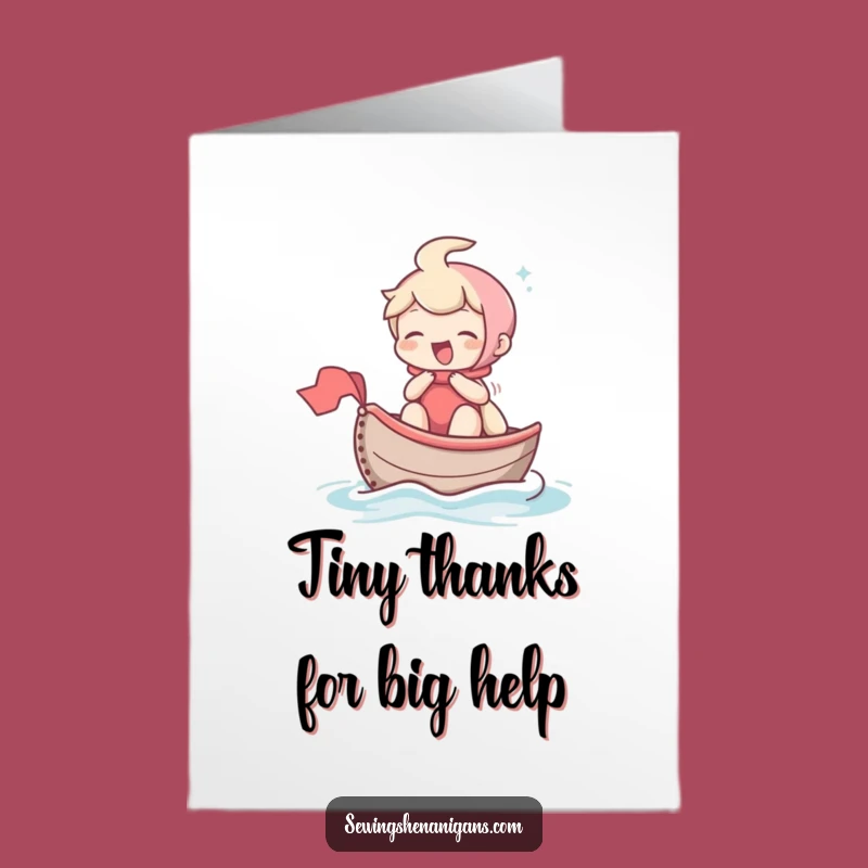 Free Printable Thank You Card: Thimble Boat Character, Funny Downloadable Gift for Heartfelt Thanks