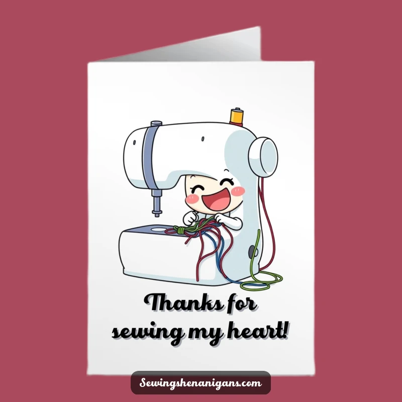 Free Printable Thank You Card: Sewing Machine Expresses Gratitude - Downloadable DIY Gift