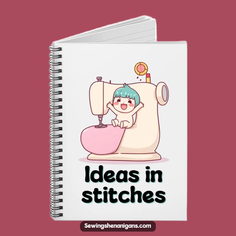 Funny Kawaii Sewing Machine Ball Bouncing Notebook - Humorous Journal Gift