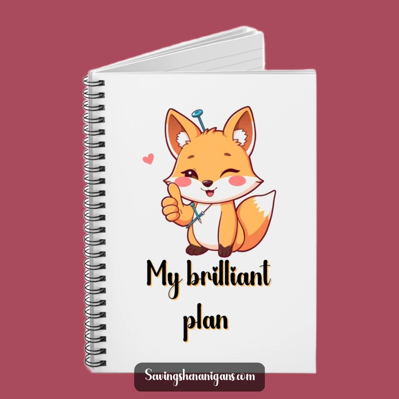Funny Happy Fox Sewing Notebook - Jot Down Crafty Ideas Gift!