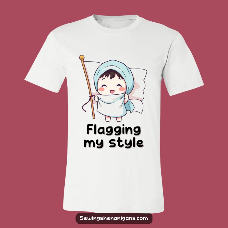 Funny Sewing Flag T-Shirt: Cheerful Character Patriotic Tee Gift