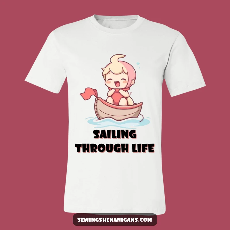 Funny Giggling Character T-Shirt: Ride the Waves with This Hilarious Thimble Boat Tee