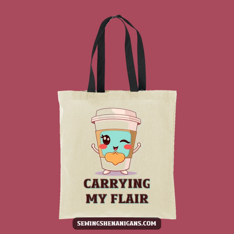 Funny Winking Coffee Cup Tote Bag: Carry Your Essentials with Attitude