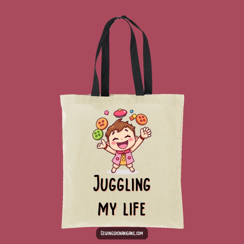 Funny Button Juggling Character Tote Bag, a Chic and Hilarious Crafting Accessory Gift
