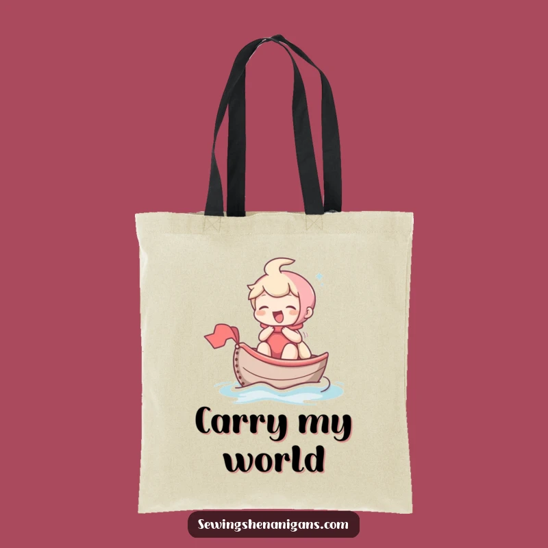 Funny Giggling Character Tote Bag: Carry Your Adventures with This Hilarious Thimble Boat