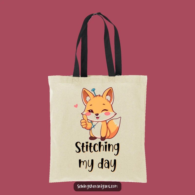 Funny Happy Fox Sewing Tote Bag - Carry Your Craft Supplies!