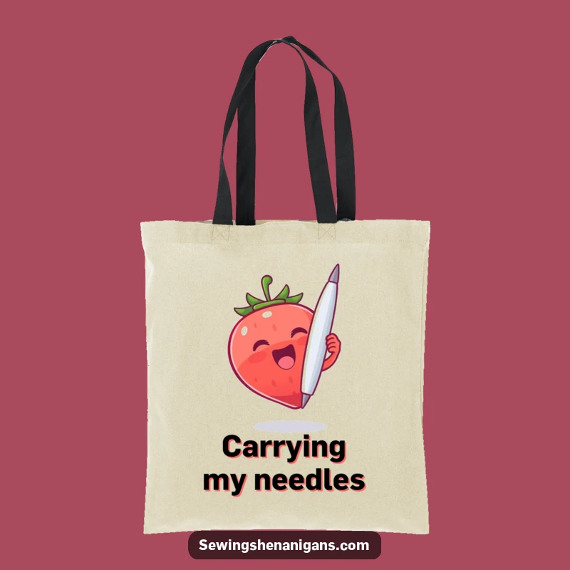 Funny Strawberry Needle Tote Bag: Carry Your Essentials with Hilarious Flair